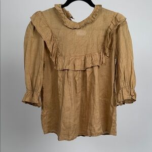 Acacia Swimwear Tan Ruffled Blouse - LINEN